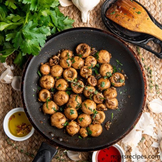 garlic button mushrooms- noorsrecipes