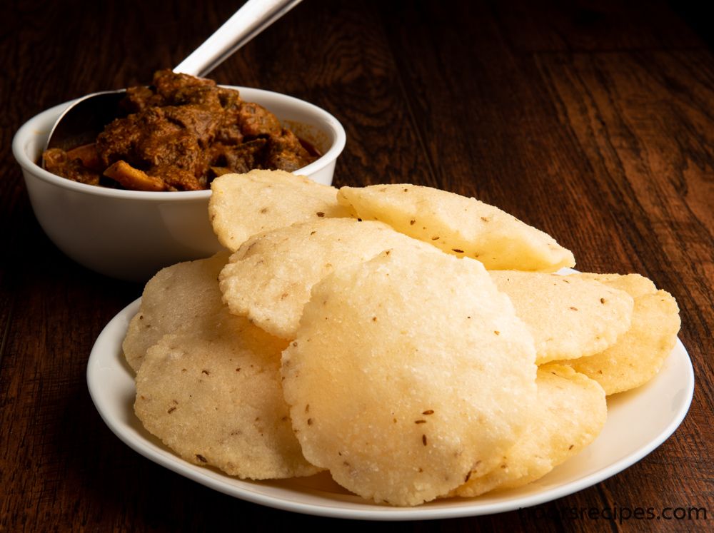 rice puri with mutton curry - noorsrecipes